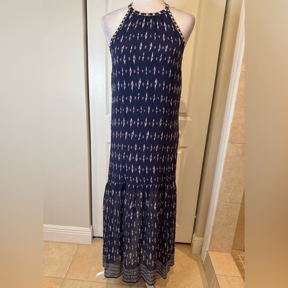 Joie Maryanna Tiered Silk Navy Maxi Dress - Picture 4 of 10